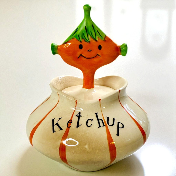 Holt Howard Pixieware Ketchup Condiment Jar Spoon Lid MCM Vintage 1958 HTF READ - Picture 1 of 16